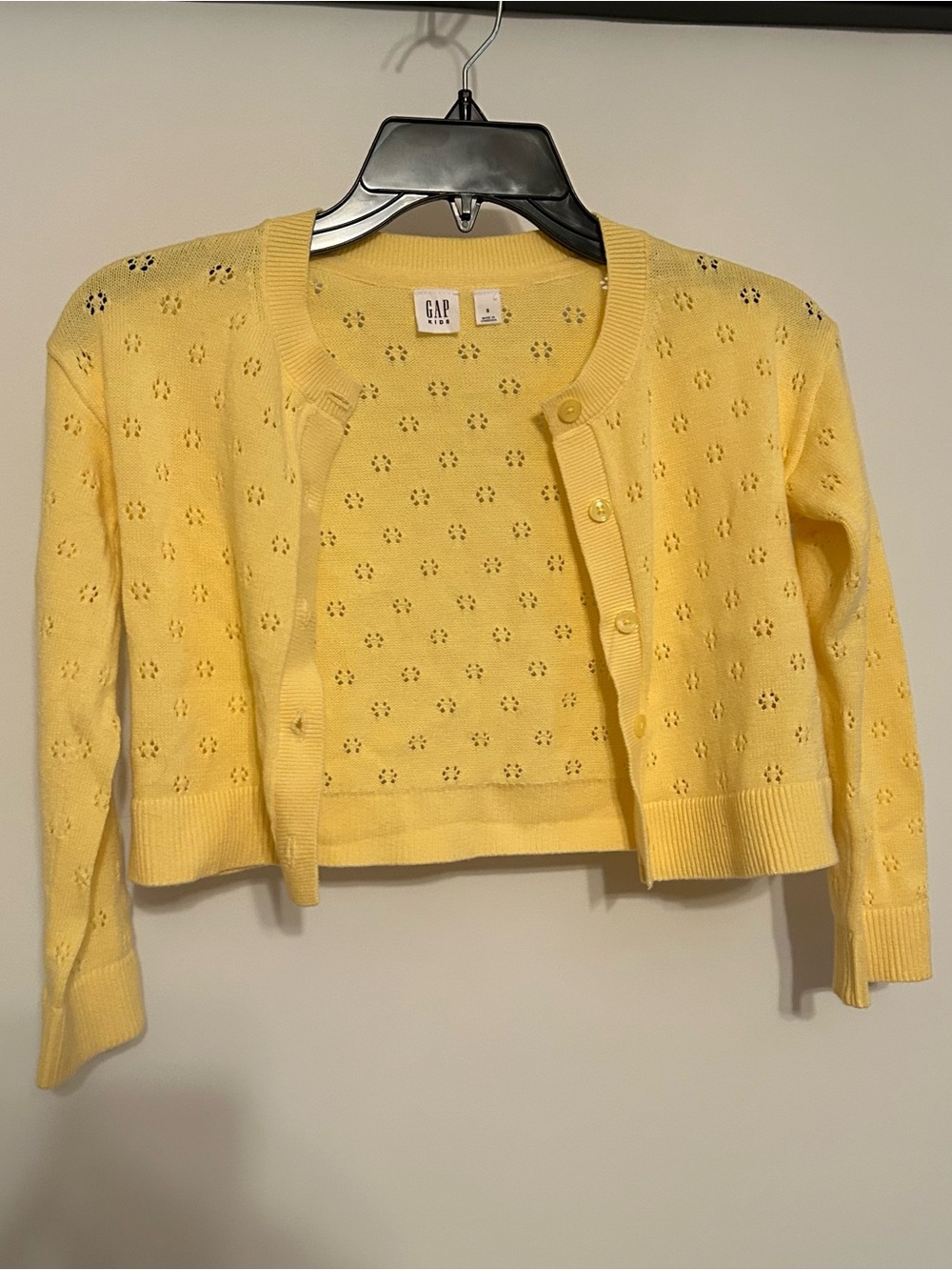 GAP Yellow Eyelet Cropped Cardigan